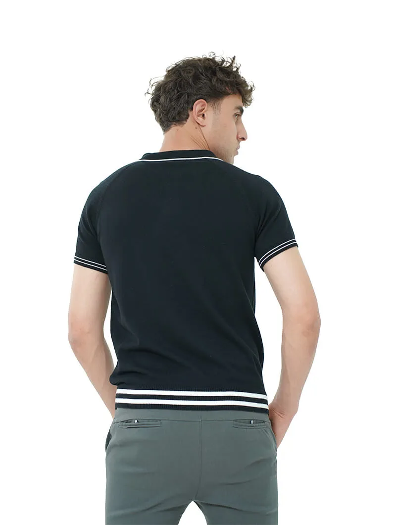 Polo slim col zippé stretch
